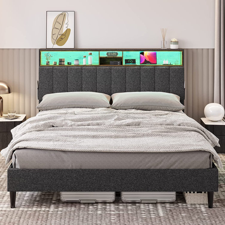 Suede bed store frame